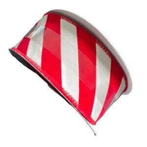 Wired Jumbo Striped Poly Blend Ribbon | Red/White | 2 1/2 in x 80 ft